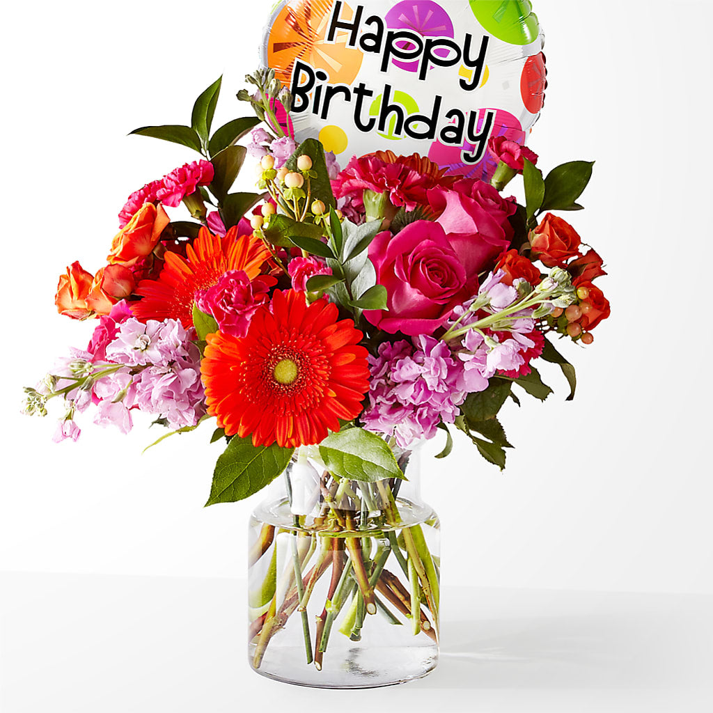 Fiesta Bouquet with Birthday Balloon – Blossom Bloom, Orlando FL