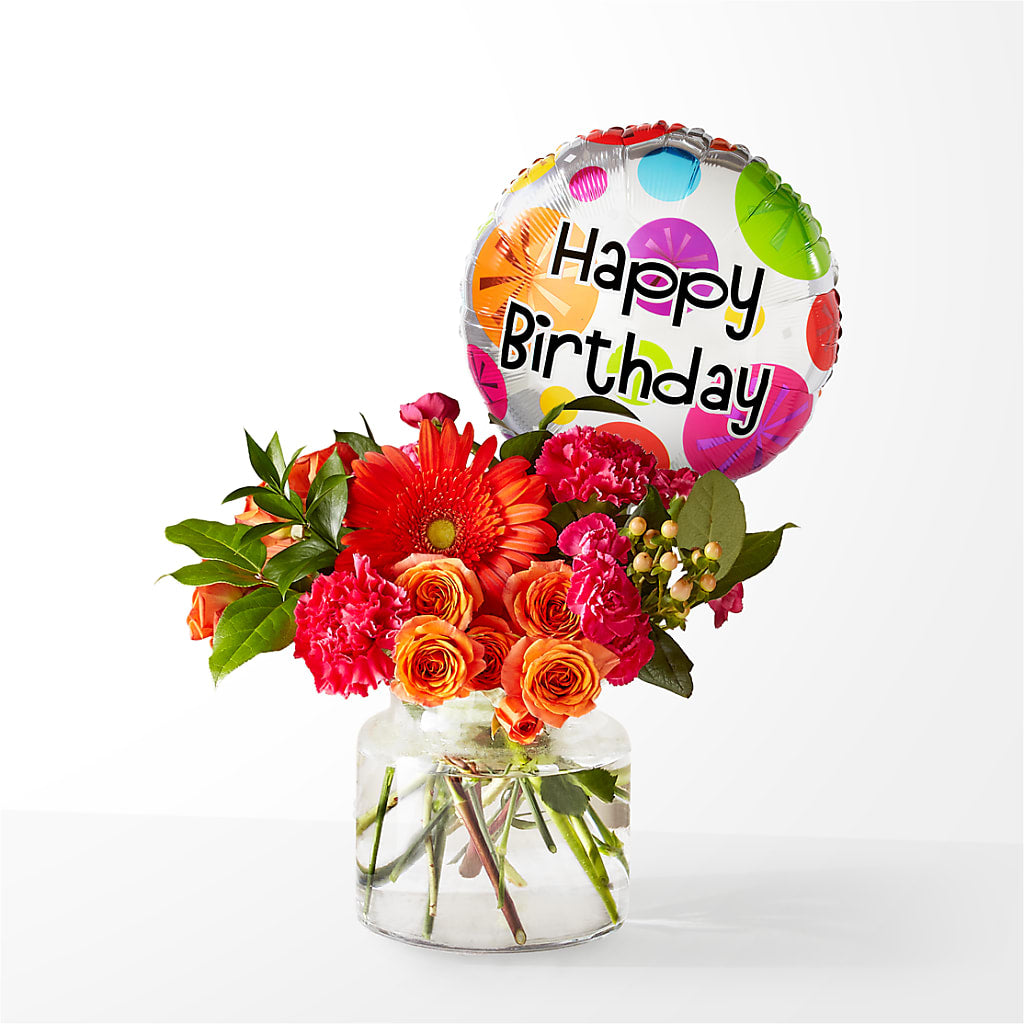 Fiesta Bouquet with Birthday Balloon – Blossom Bloom, Orlando FL