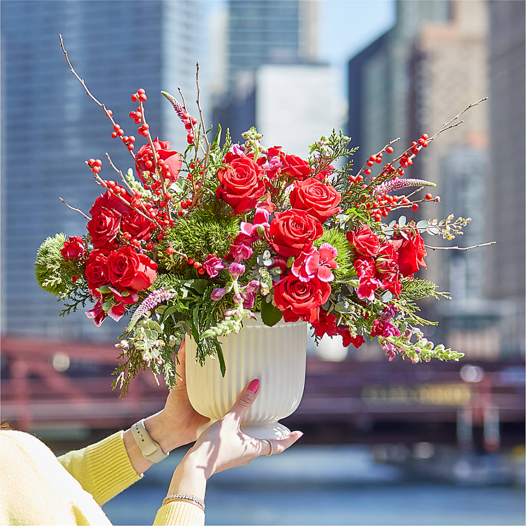 Big Red Bow Bouquet – Blossom Bloom, Orlando FL