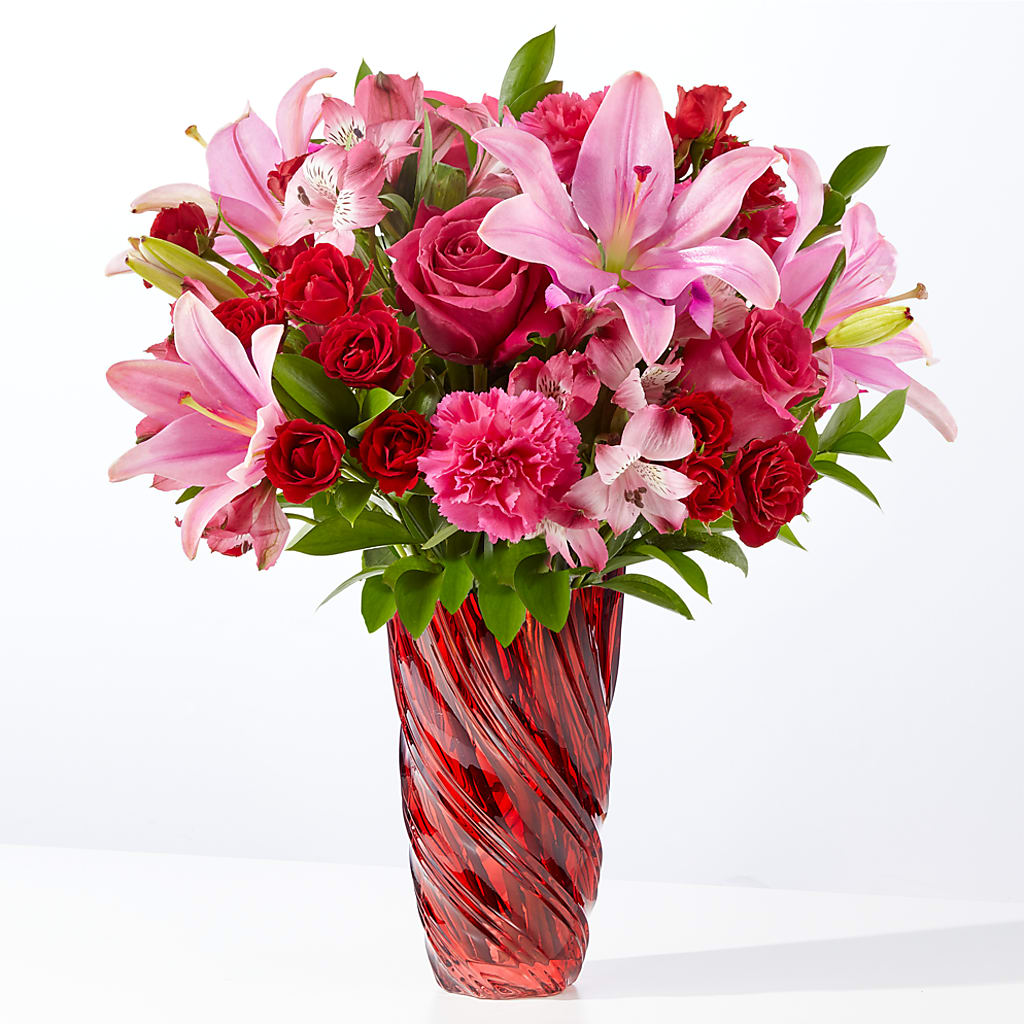 In Love Bouquet with Luxe Swirl Vase – Blossom Bloom, Orlando FL