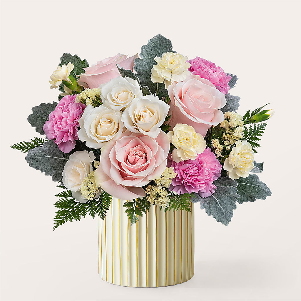 Blissful Moments Bouquet with Ivory Vase – Blossom Bloom, Orlando FL