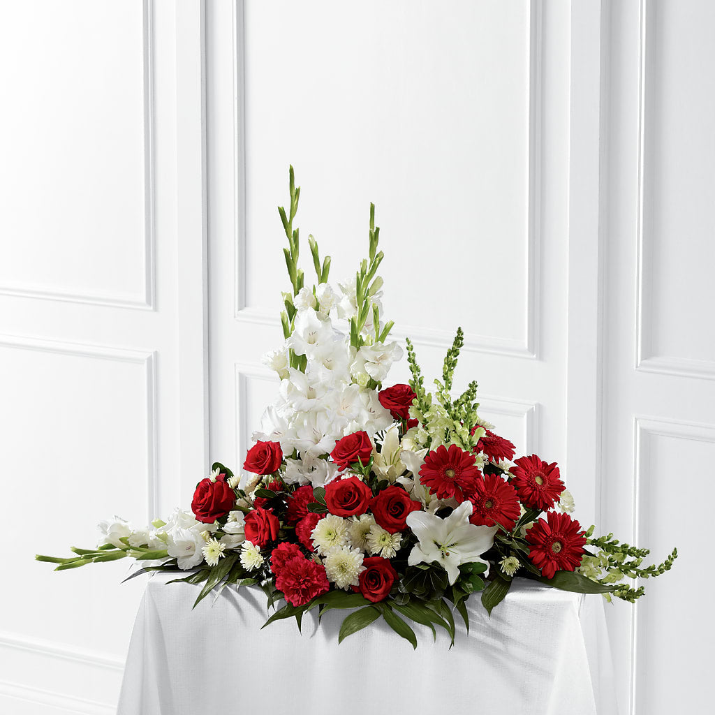 Crimson & White Arrangement – Blossom Bloom, Orlando FL