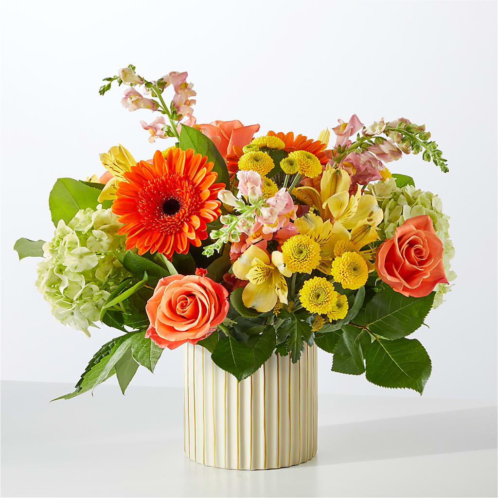 Autumn Sunshine Bouquet with Ivory Vase –  Blossom Bloom, Orlando FL