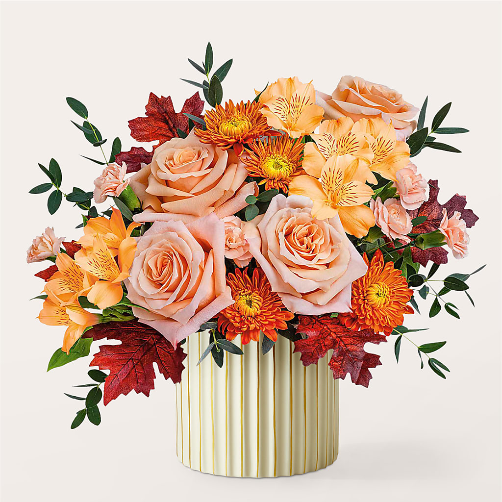 Spiced Latte Bouquet with Ivory Vase –  Blossom Bloom, Orlando FL