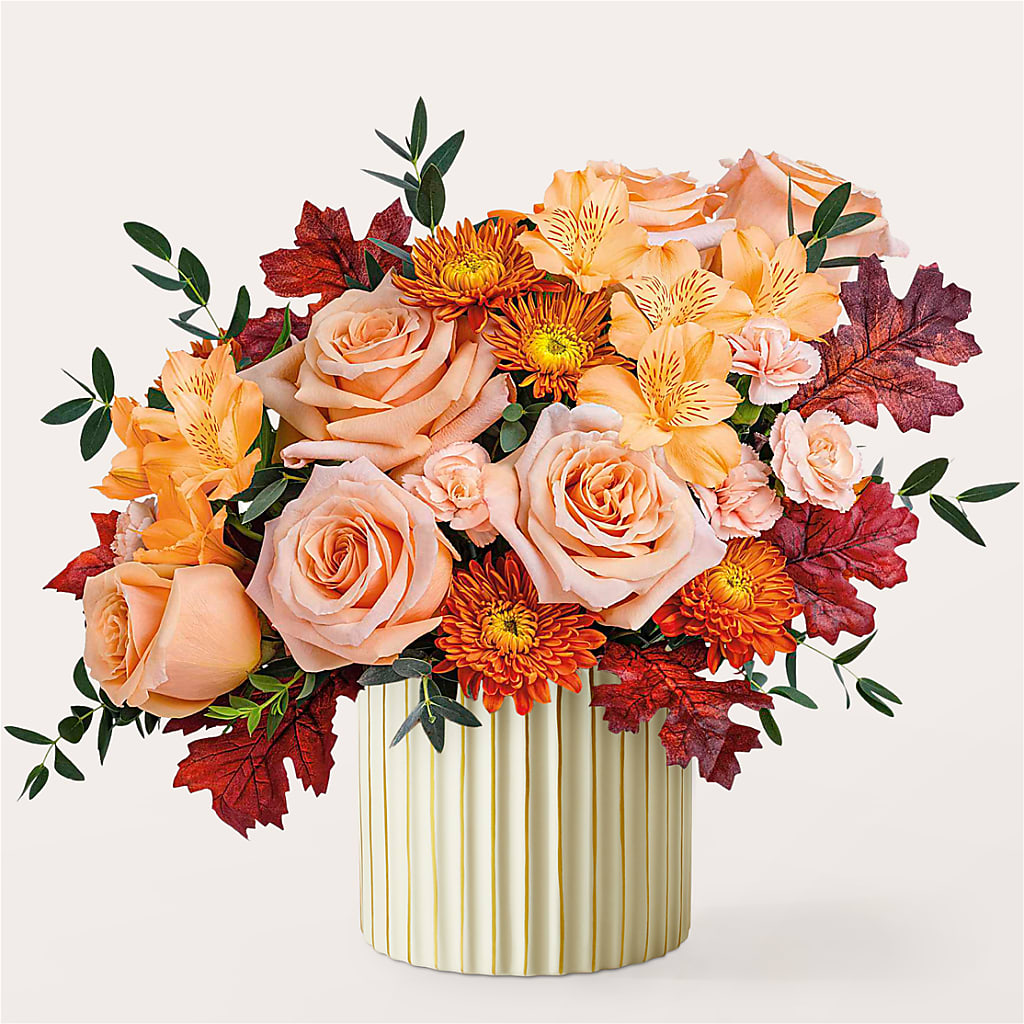 Spiced Latte Bouquet with Ivory Vase –  Blossom Bloom, Orlando FL