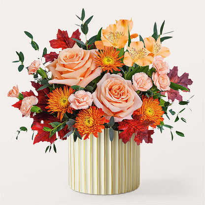 Spiced Latte Bouquet with Ivory Vase –  Blossom Bloom, Orlando FL
